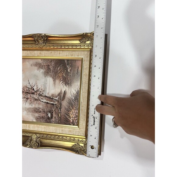 Original Oil On Canvas Painting With Winter Landscape Cottage On The Lake 15” - Picture 6 of 16